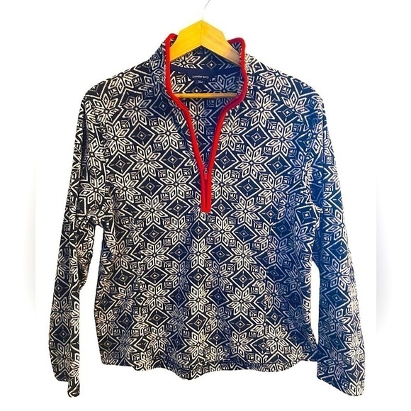 Lands' End Jackets & Blazers - Women’s lands and quarter zip Nordic snowflake, large petite pullover